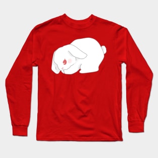 red eye white rabbit grooming himself | Bunniesmee Long Sleeve T-Shirt